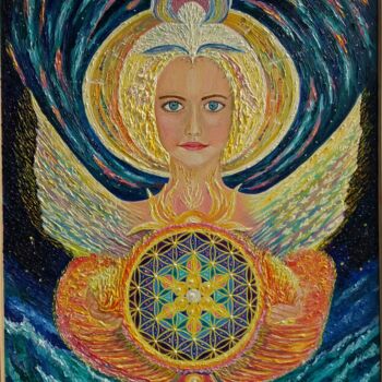 Schilderij getiteld "Angel of light" door Tatiana Tau, Origineel Kunstwerk, Olie