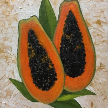 Painting titled "PAPAYA" by Tatiana Voskresenskaya, Original Artwork, Oil