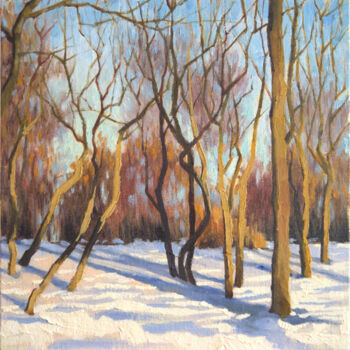 Painting titled "Golden hour. Winter." by Tatiana Votkal, Original Artwork, Oil