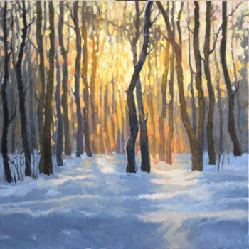 Pintura intitulada "Winter forest" por Tatiana Votkal, Obras de arte originais, Óleo