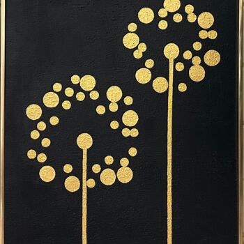 Ζωγραφική με τίτλο ""Golden Cosmos - 1"" από Tatiana Yasin, Αυθεντικά έργα τέχνης, Ακρυλικό Τοποθετήθηκε στο Χαρτόνι