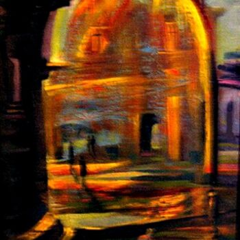 Schilderij getiteld "Арки ночного города" door Tatiana Zakharova, Origineel Kunstwerk, Olie