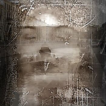 Картина под названием "Автопортрет с город…" - Tatiana Zakharova, Подлинное произведение искусства, Акрил