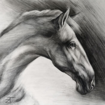 Картина под названием "Horse" - Tatiana Zhuravleva, Подлинное произведение искусства, Масло