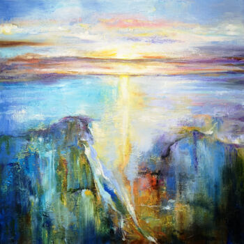 Peinture intitulée "Sunset Painting Sea…" par Tatiana Zhuravleva, Œuvre d'art originale, Huile