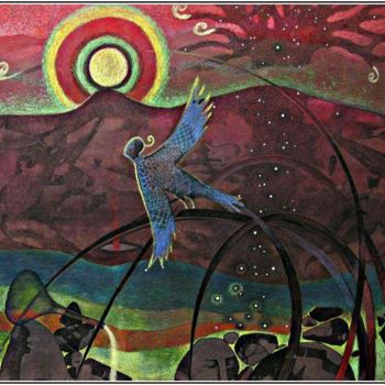 Картина под названием "птица "Гамаюн"- bir…" - Tatiana Kolganova, Подлинное произведение искусства, Масло