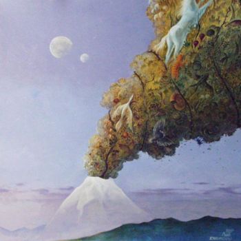 Ζωγραφική με τίτλο "ERUPCIÓN" από Tatiana Loy, Αυθεντικά έργα τέχνης, Λάδι