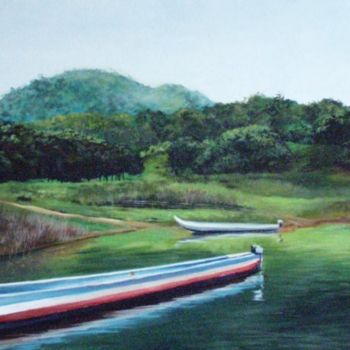 Painting titled "LAS CANOAS" by Tatiana Loy, Original Artwork, Oil