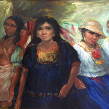 Schilderij getiteld "Tierra de razas" door T.Pinzòn, Origineel Kunstwerk, Olie