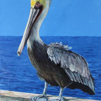 Painting titled "Pelican has a rest" by Tatiana Stadnyk, Original Artwork, Oil