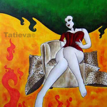 Pintura intitulada "La panthère" por Tatieva, Obras de arte originais