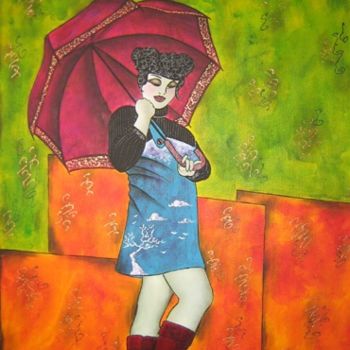 Картина под названием "Demoiselle sous la…" - Tatieva, Подлинное произведение искусства