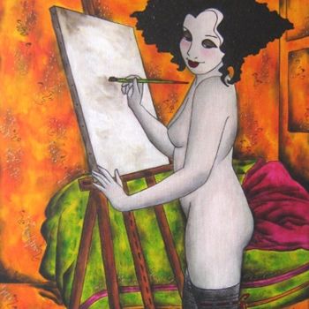 Painting titled "Sarah à l'atelier" by Tatieva, Original Artwork