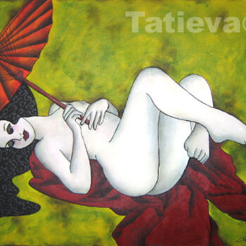 Painting titled "Ombrelle Chinoise" by Tatieva, Original Artwork