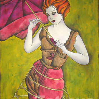 Painting titled "L'Ombrelle de Miss…" by Tatieva, Original Artwork