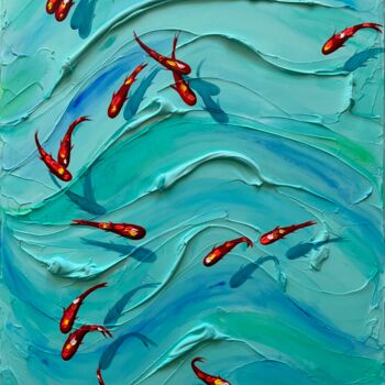 Pittura intitolato "I pesci rossi" da Taty Ur, Opera d'arte originale, Acrilico