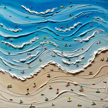 Painting titled "Beach lovers #004" by Taty Ur, Original Artwork, Acrylic