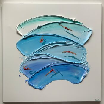 Painting titled "Swimmers #011" by Taty Ur, Original Artwork, Acrylic