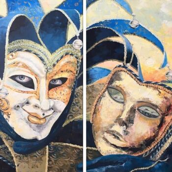 Pintura intitulada "Masquerade" por Tatjana Albairmani, Obras de arte originais, Acrílico Montado em Armação em madeira
