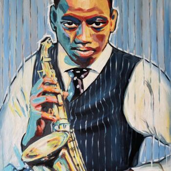 Peinture intitulée "Jazzman" par Tatjana Albairmani, Œuvre d'art originale, Acrylique