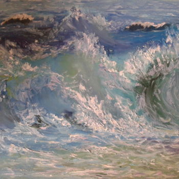 Painting titled "See wave/Морская во…" by Tatjana Barova, Original Artwork, Oil