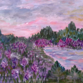 Malarstwo zatytułowany „Lac Rose/Розовое оз…” autorstwa Tatjana Barova, Oryginalna praca, Inny