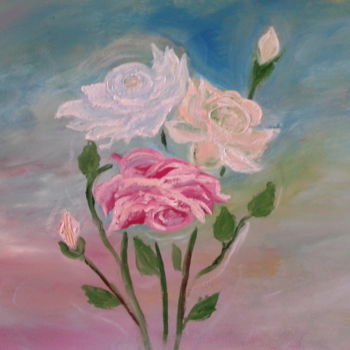 Картина под названием "Розы а-ля Хохлома." - Tatjana Barova, Подлинное произведение искусства, Масло