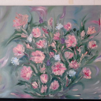 Painting titled "Fancy bouquet" by Tatjana Barova, Original Artwork, Oil