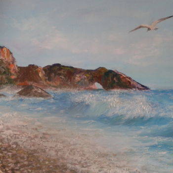 Pintura intitulada "Le paysage marin" por Tatjana Barova, Obras de arte originais, Óleo