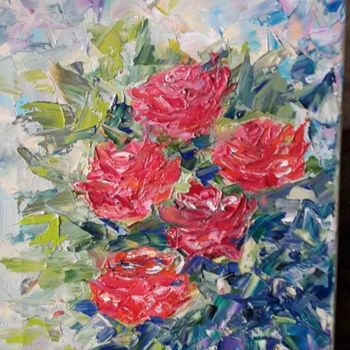 Painting titled "bouquet of roses pa…" by Tatjana Barova, Original Artwork, Oil