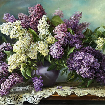 Ζωγραφική με τίτλο "Lilac" από Tatjana Cechun, Αυθεντικά έργα τέχνης, Λάδι