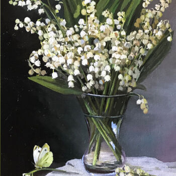 Картина под названием "Lilies of the valley" - Tatjana Cechun, Подлинное произведение искусства, Масло
