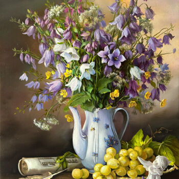 Pintura intitulada "Delicate bouquet wi…" por Tatjana Cechun, Obras de arte originais, Óleo
