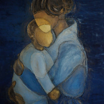 Schilderij getiteld "Mother and Child" door Tatjana Dan'Shina, Origineel Kunstwerk, Olie