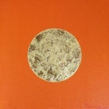 Pittura intitolato "Goldene Mitte Orange" da Tatjana Grace, Opera d'arte originale, Olio