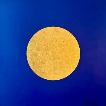 Peinture intitulée "„Goldene Mitte Blau“" par Tatjana Grace, Œuvre d'art originale, Huile