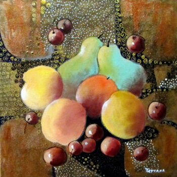 Peinture intitulée "Still life with fru…" par Tatjana Gurbo, Œuvre d'art originale, Huile