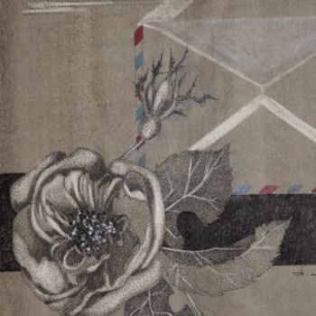 Dessin intitulée "Rose per Luftpost" par Tatjana M. Pankau, Œuvre d'art originale, Encre