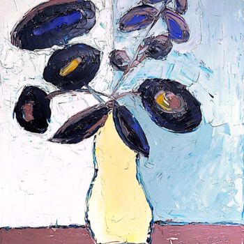 Peinture intitulée "Flowers in blue" par Tatjana Karabasevic, Œuvre d'art originale, Huile