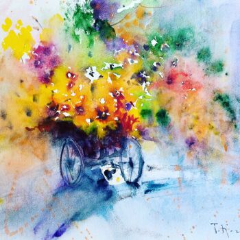 Картина под названием "Bicycle" - Tatjana Karabasevic, Подлинное произведение искусства, Акварель
