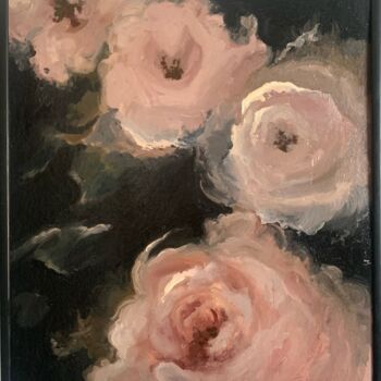 绘画 标题为“Oil Pink Mood flowe…” 由Tatjana Rusakova, 原创艺术品, 油 安装在纸板上