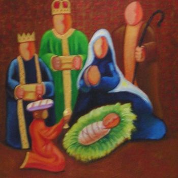 Malarstwo zatytułowany „Nativity” autorstwa Eduardo Acevedo Candelaria, Oryginalna praca