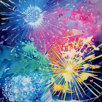 Painting titled "Explosion de joie" by Tatoon, Original Artwork, Acrylic