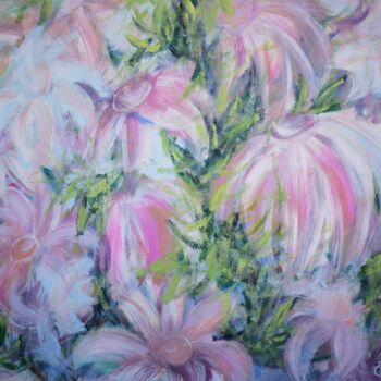 Malerei mit dem Titel "Tropical flowers la…" von Tatsiana Yelistratava, Original-Kunstwerk, Acryl