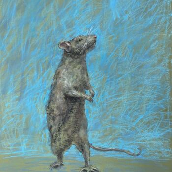 Dibujo titulada "RAT- animal, Ratato…" por Tatsiana Ilyina, Obra de arte original, Pastel