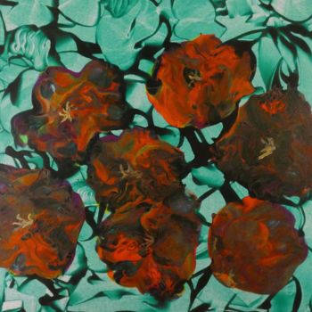 Painting titled "Flower display" by Tatyana Amantis, Original Artwork, Acrylic