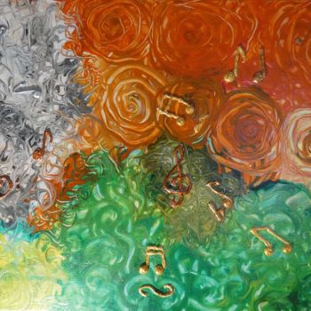 Painting titled "Music of Flowers" by Tatyana Amantis, Original Artwork, Acrylic