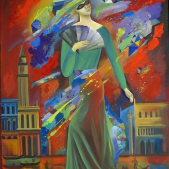 Картина под названием "Венеция карнавальная" - Tatyana Belotelova, Подлинное произведение искусства, Масло