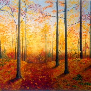 Peinture intitulée "Autumn Forest" par Tatyana Bondareva, Œuvre d'art originale, Huile