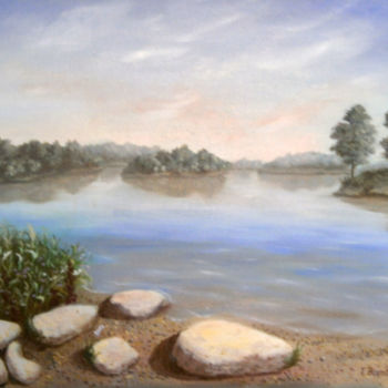 Peinture intitulée "Irtysh River" par Tatyana Bondareva, Œuvre d'art originale, Huile